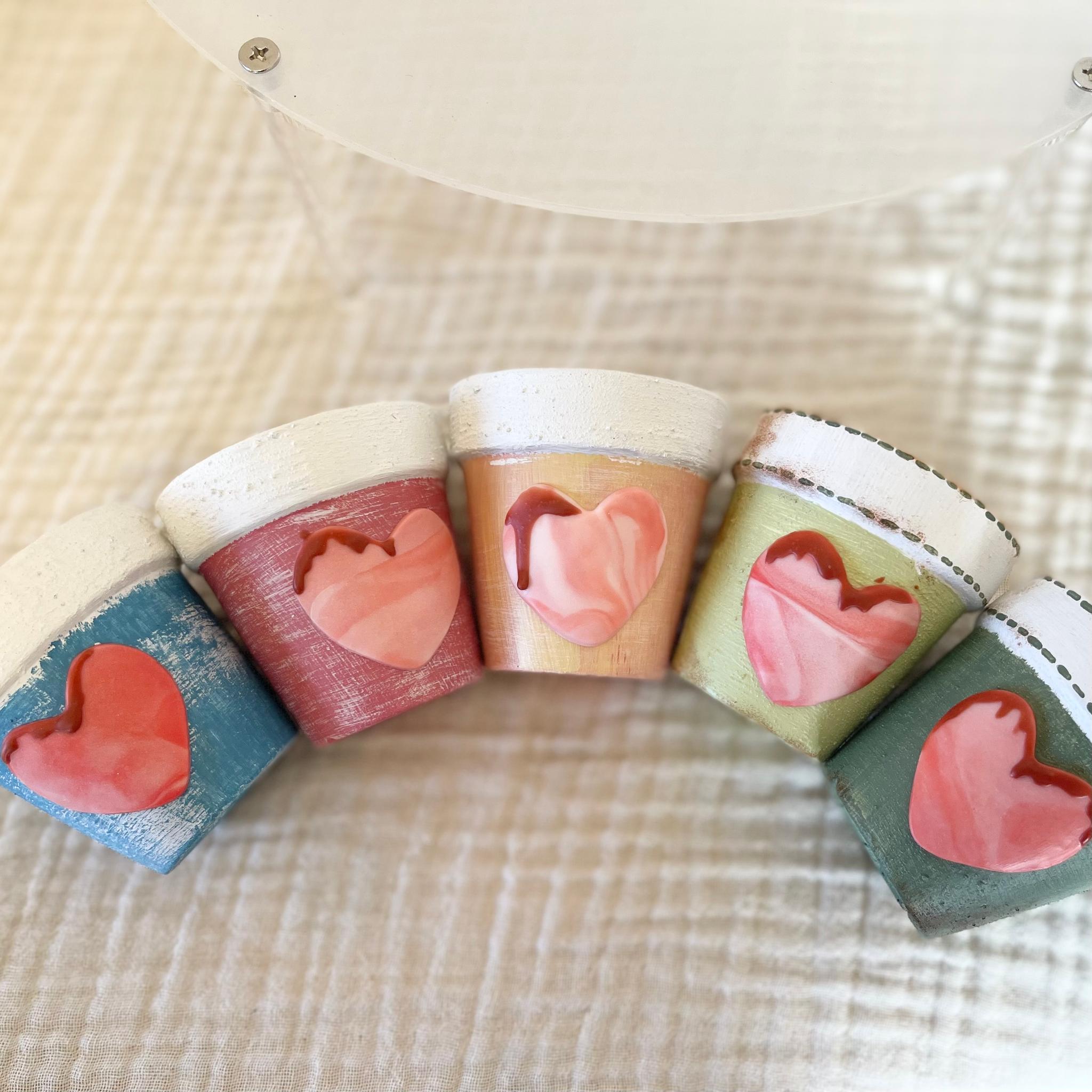 リメイク鉢 ／チョコとろハート鉢／推し鉢／多肉植物｜2号サイズ｜5色